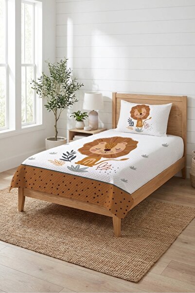 Evmila Χαριτωμένο παιδικό σετ πικέ με σχέδιο λιονταριού - Διακοσμητικό κάλυμμ...