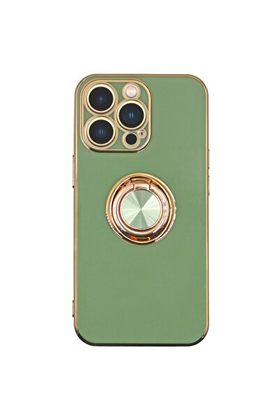 SILKASE Husa pentru iPhone 13 Pro Max, Camera protection, silicon verde/auriu