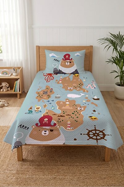 Evmila Σετ Παιδικού Κρεβατιού Pirate Map Island Sea - Κάλυμμα κρεβατιού με θέ...