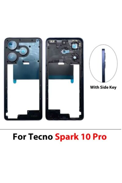 GÜMRÜK BEY Tecno Spark 10 Pro KI7 Orta Çerçeve – Yan Tuşlu Housing Bezel Yede...
