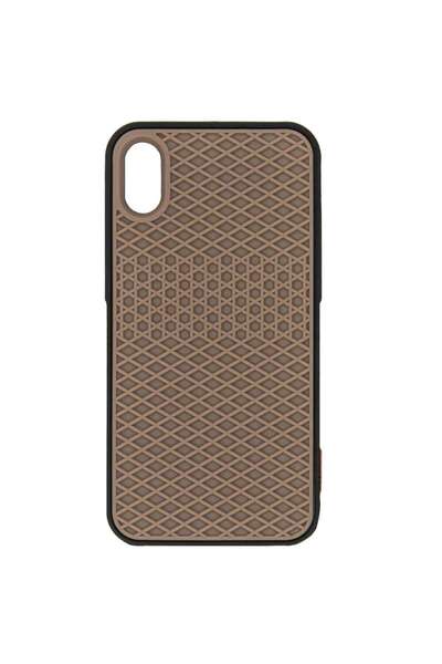 SILKASE Husa waffle pentru Apple iPhone XS, cauciuc, culoare negru/maro