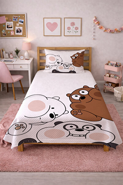 Evmila Χαρούμενο παιδικό σετ πικέ με θέμα τα ζώα - Καπιτονέ κάλυμμα κρεβατιού...