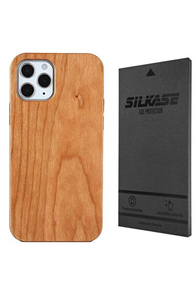SILKASE Husa Wood pentru iPhone 12/12 Pro, Hybrid silicon/lemn deschis