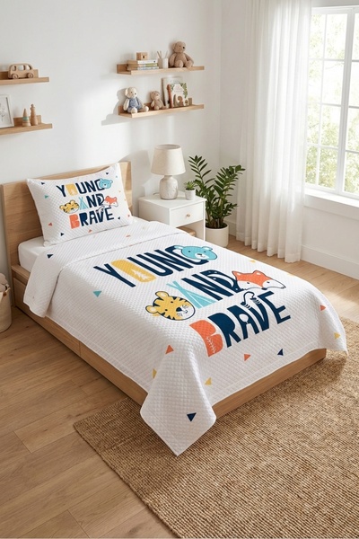 Evmila Σετ βρεφικού πικέ με θέμα την περιπέτεια και χαριτωμένες φιγούρες ζώων...