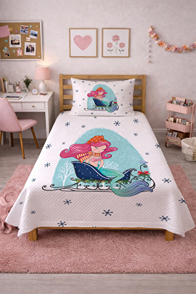 Evmila Σετ Βρεφικής Κουβέρτας Mermaid Snowflake-Pique - Winter Dream Nordic M...