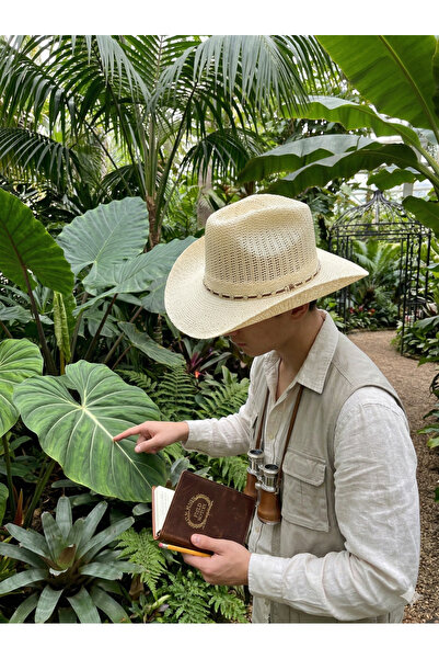 PIECE SIGNATURE Ψάθινο καουμπόικο καπέλο Παναμά για γυναίκες και άνδρες (Μέγε...