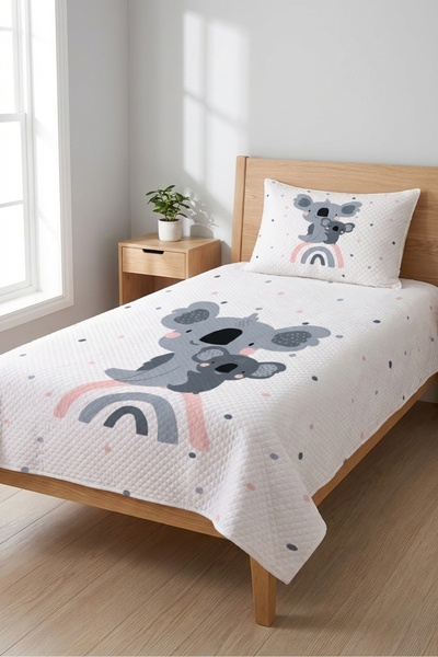 Evmila Σετ Πικέ με μονόχρωμο σχέδιο Rainbow Koala - Μοντέρνο καπιτονέ κάλυμμα...