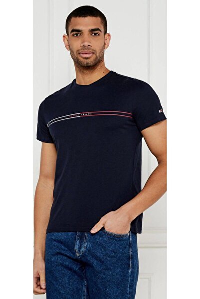 Tommy Jeans Ανδρικό T-shirt, 100% βαμβάκι, Λογότυπο μπροστά, Ναυτικό μπλε