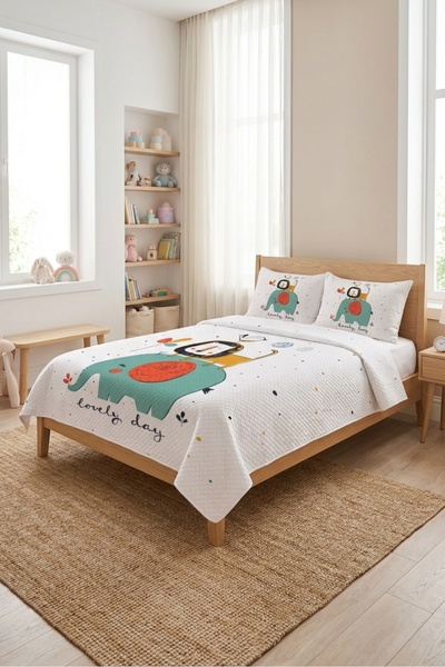 Evmila Χαριτωμένο σετ βρεφικού κρεβατιού με θέμα τον ελέφαντα και το λιοντάρι...