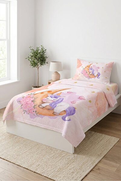 Evmila Unicorn Moon Star Flower Σετ Πικέ για Μονό Κρεβάτι - Παραμυθένιο Σκανδ...