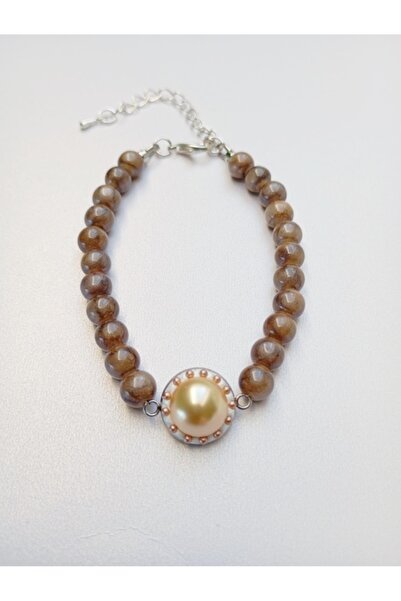 OEM Βραχιόλι με πέρλες Swarovski και πέτρες χαλκηδόνιου 6 χιλιοστών