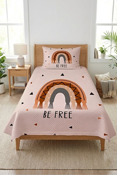 Evmila Σετ Βρεφικό Πικέ Μπεζ με Φούντες Ουράνιο Τόξο - Καπιτονέ Κάλυμμα Κρεβα...