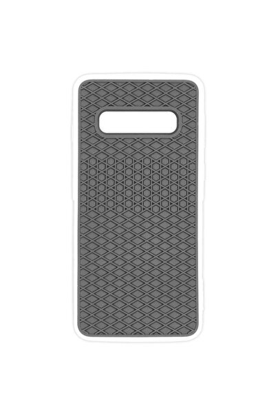 SILKASE Husa waffle pentru Samsung S10, cauciuc, culoare alb/negru