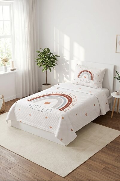 Evmila Παιδικό σετ πικέ με σχέδιο καρδιάς ουράνιου τόξου - Χαρούμενο παστέλ σ...