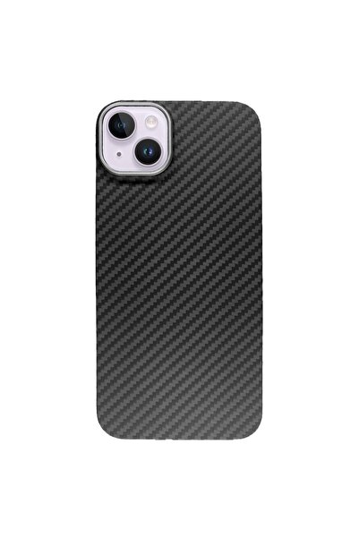 SILKASE Husa fibra de carbon pentru Apple iPhone 14 Plus, negru mat