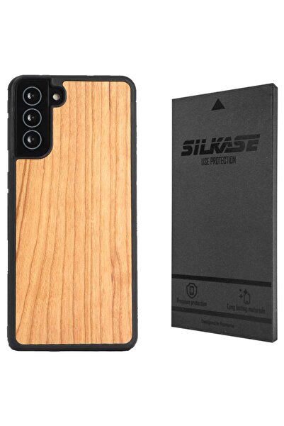 SILKASE Husa Wood pentru Samsung S21 Plus, Hybrid silicon/lemn deschis