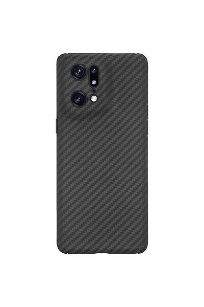 SILKASE Husa fibra de carbon pentru Oppo Find X5 Pro, aramid kevlar, negru mat