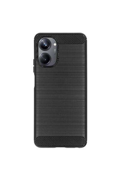SILKASE Θήκη για Realme 10 Pro, σιλικόνης με υφή ανθρακονήματος, μαύρη.