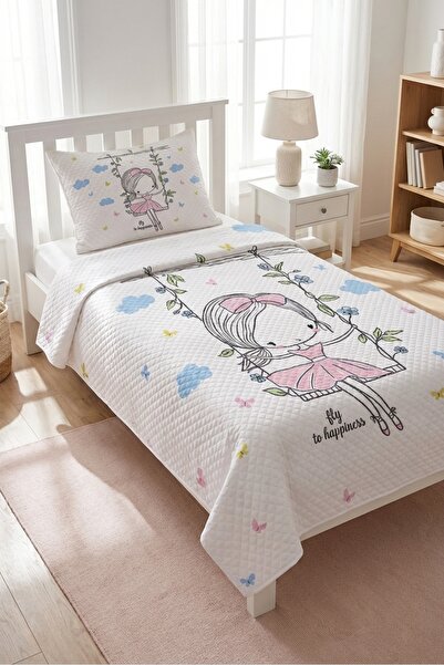 Evmila Σετ Βρεφικού Κρεβατιού με Πεταλούδες σε Κούνια-Σετ Πικέ με Θέμα Παραμύ...