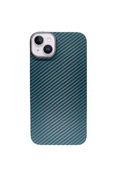 SILKASE Husa fibra de carbon pentru Apple iPhone 14 Plus, albastru