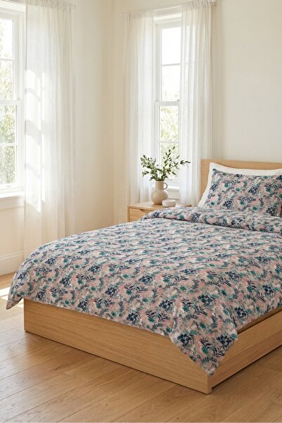 Evmila Floral Leaf Botanical Patterned Youth Pique Set-Romantic Spring Powder...