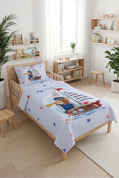 Evmila Χαριτωμένο σετ βρεφικού πικέ με αρκουδάκι ναύτη-κάλυμμα κρεβατιού Ocea...