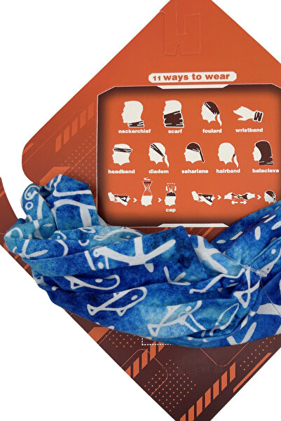 Sofist İstanbul Πολυλειτουργικό κολάρο λαιμού/μπαντάνα/μαντήλι με μπλε και λε...