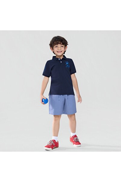 Giordano Kids’ Slim Fit Lion Embroidered Cotton Polo