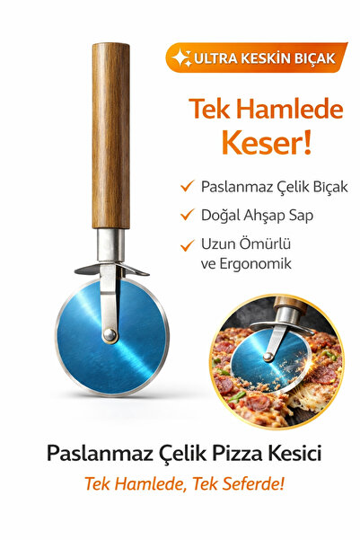 Hombak قاطع البيتزا من الفولاذ المقاوم للصدأ، سكين دوار بمقبض خشبي، قاطع عجين...
