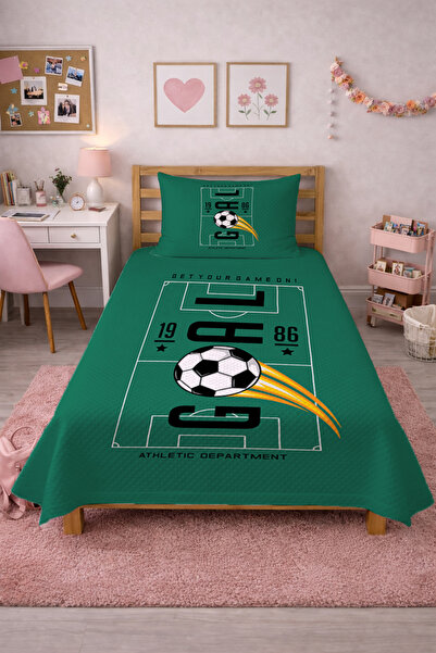 Evmila Παιδικό σετ πικέ με μοτίβο γηπέδου ποδοσφαίρου - Μοντέρνο πράσινο και ...
