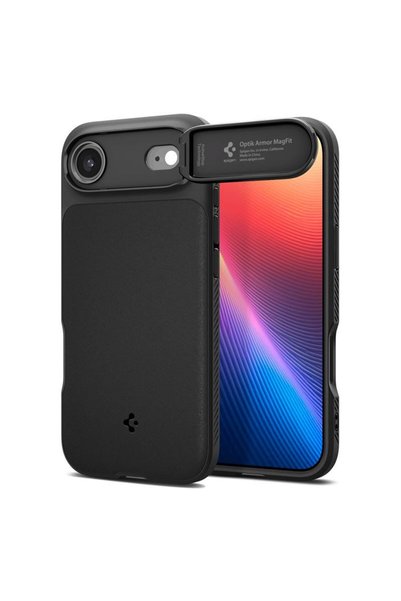 Spigen Оптик Армор МагСейф калъф за камера за iPhone Air, Черен