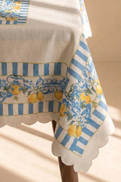 Perotti Τραπεζομάντηλο ορθογώνιο με λεμόνια και μπλε ρίγες (150x220 εκ.)