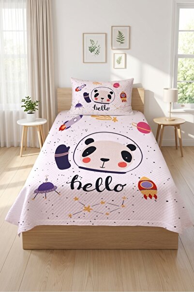 Evmila Χαριτωμένο παιδικό σετ πικέ με σχέδιο Space Panda - Galactic Adventure...