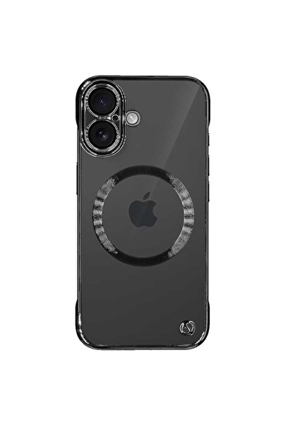 SILKASE Θήκη χωρίς πλαίσιο για Apple iPhone 16, MagSafe, πλαστική, μαύρο/διαφ...