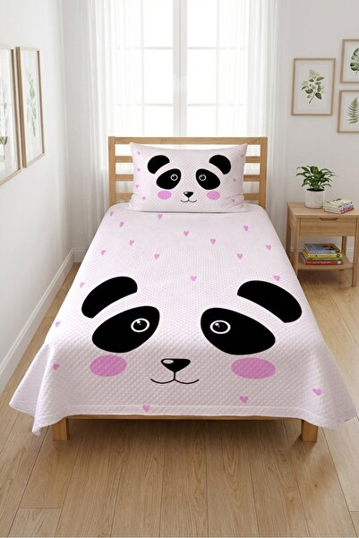 Evmila Χαριτωμένο Παιδικό Σετ Πικέ με Καρδιές Πάντα - Χαριτωμένο Ζωάκι Μοντέρ...