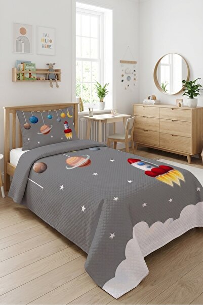 Evmila Σετ Πικέ μονόχρωμο με σχέδιο Space Planet Star-Galactic Adventure Μοντ...