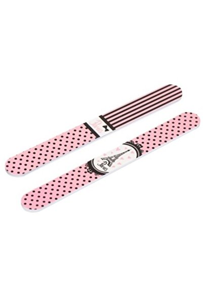 OEM Σετ 2 λίμες νυχιών, Ροζ/Μαύρο, με σχέδια πουά και Πύργο Άιφελ, 17,5 εκ.