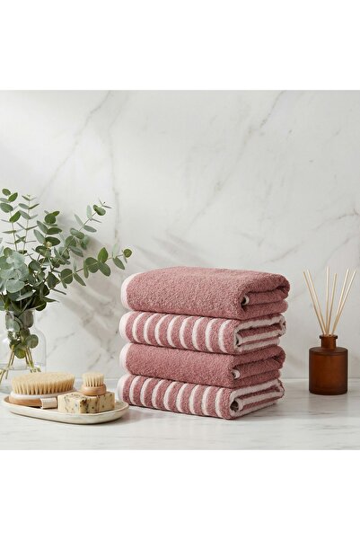 Çapa Home Melange Pudra İpliği Boyalı %100 Pamuk 50*90 cm 4 lü El Yüz Havlu Seti
