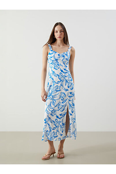 LC Waikiki Sparkling Choices Heart Roba Collar Floral Dress from Shining Store