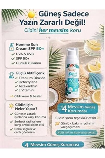 HOMM BİTKİSEL ÜRÜNLER Hommlife Fondöten Bazlı Güneş Kremi