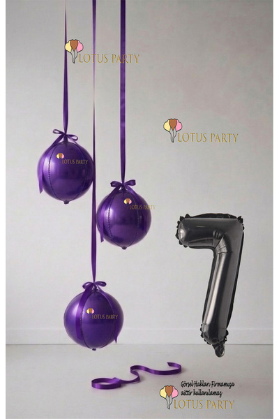 LOTUS PARTY Purple Set - Purple Globe Balloon - Purple Number Balloon - Globe...