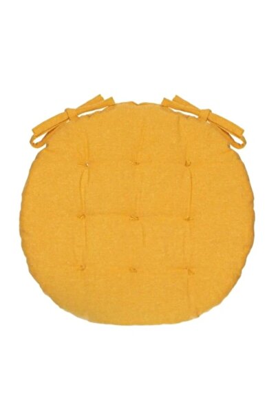 OEM Στρογγυλό Μαξιλάρι Καρέκλας, Διπλής Όψης, Βαμβακερό, Κίτρινο Μουστάρδας, ...
