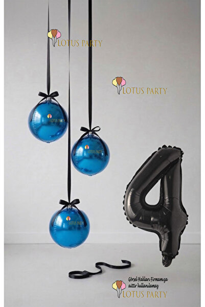 LOTUS PARTY Navy Blue Set - Navy Blue Globe Balloon - Navy Blue Number Balloo...
