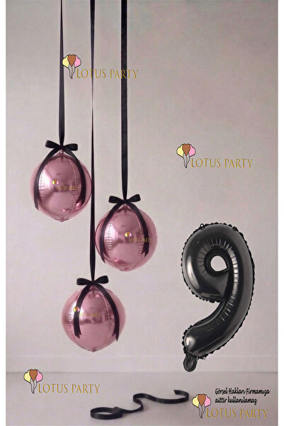LOTUS PARTY مجموعة بالونات وردية - بالون على شكل كرة أرضية وردي - بالون على ش...
