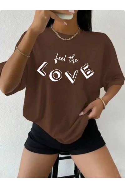 SUNFREE Γυναικείο κοντομάνικο μπλουζάκι LOVE με στάμπα Oversize για το καλοκαίρι