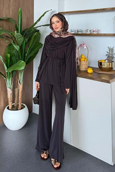 Şulemoda Giyim Μίκα Σάντι Τάκιλ Σετ Καφέ
