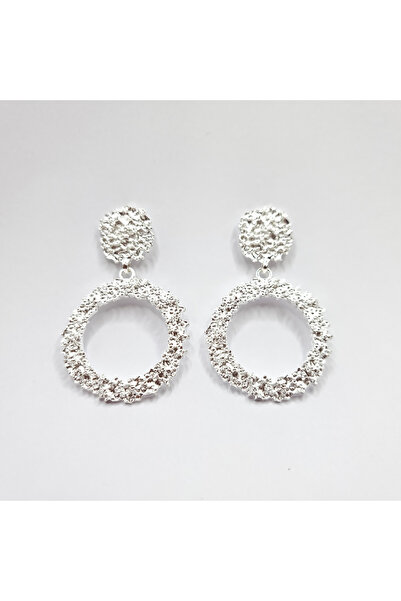 MYGRACE Κρεμαστά σκουλαρίκια - Ασημί, στρογγυλά, από κράμα ψευδαργύρου, με κα...