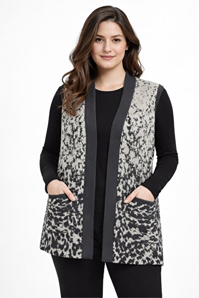 Uludağ Triko Γυναικείο πλεκτό γιλέκο Mother με σχέδιο χιονιού BGL-ST05301