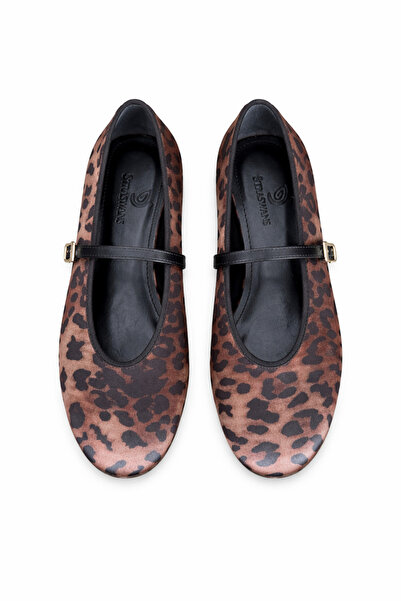 STRASWANS Ava Γυναικεία Σατέν Μπαλαρίνα Λεοπάρ