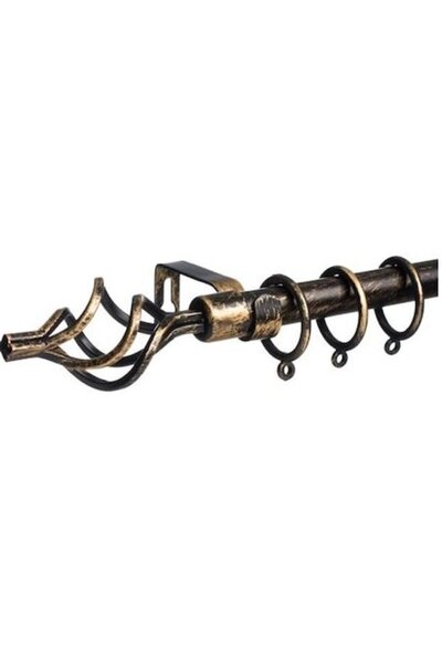 Wonderland Βίντατζ Κουρτινόξυλο/Βάση, Μαύρο/Χρυσό, 110 x 210 εκ.